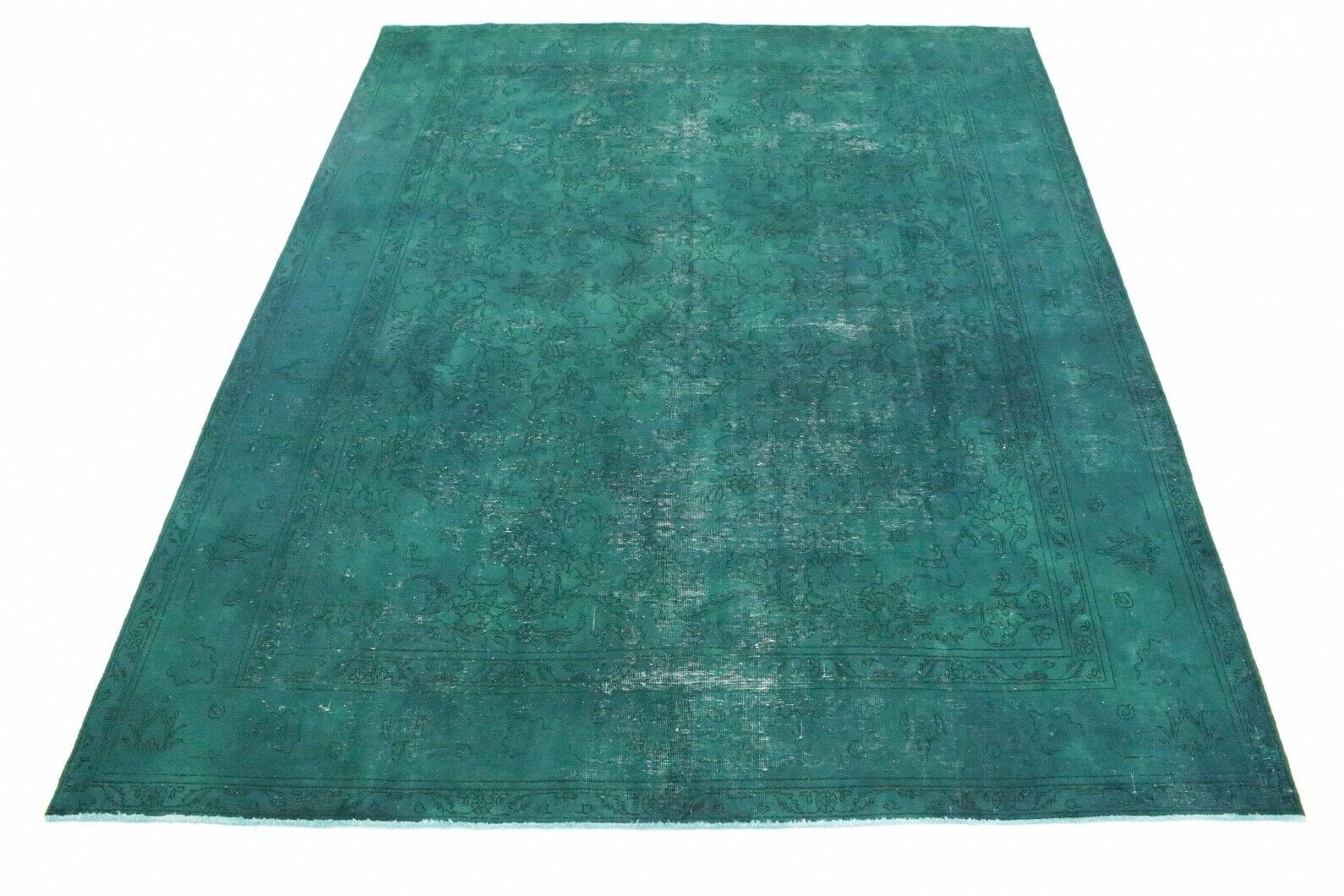 Vintage Orientteppich türkis 382x294cm, handgeknüpft, Unikat