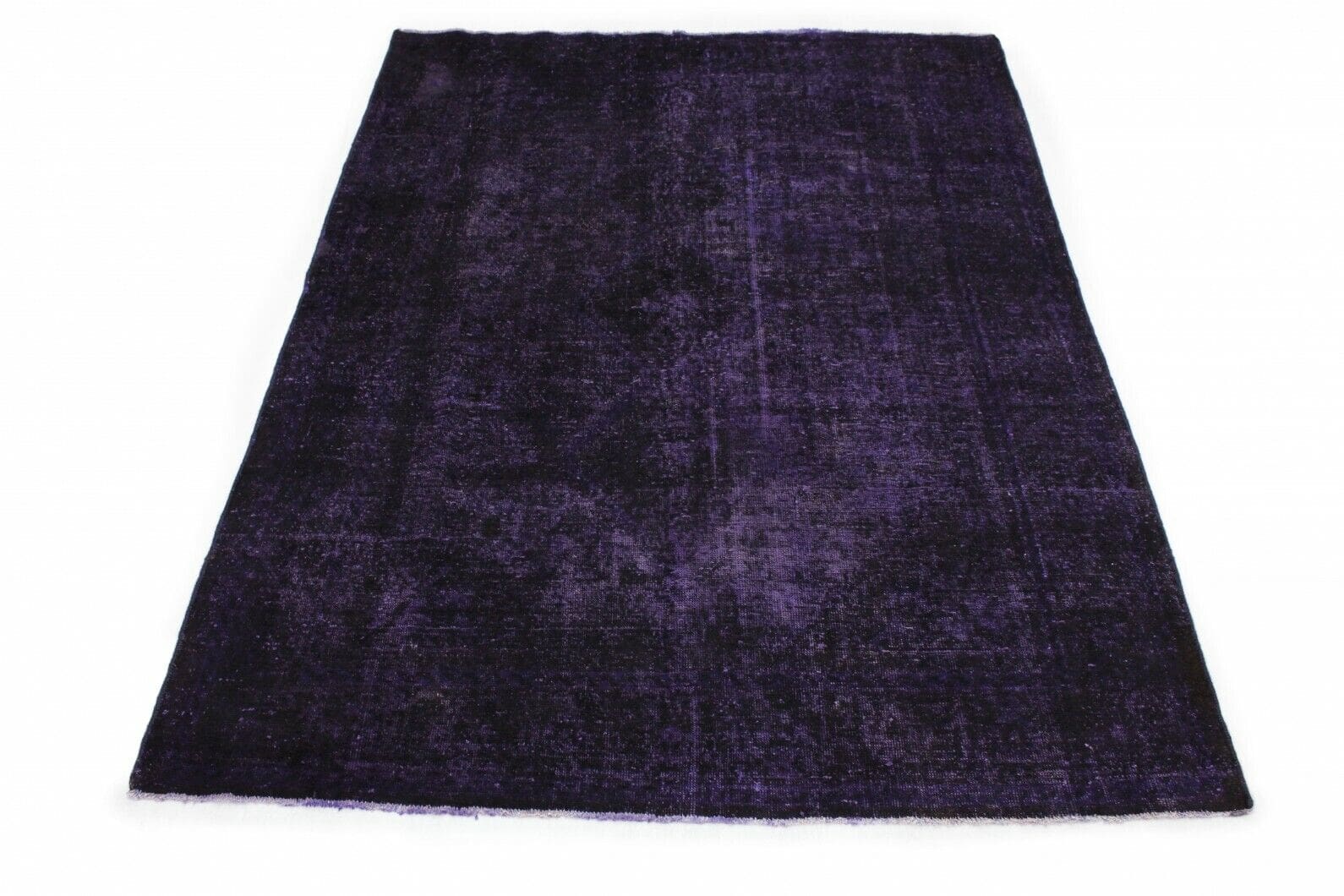 Moderner Vintage Orientteppich 290x209cm lila schwarz, handgeknüpft