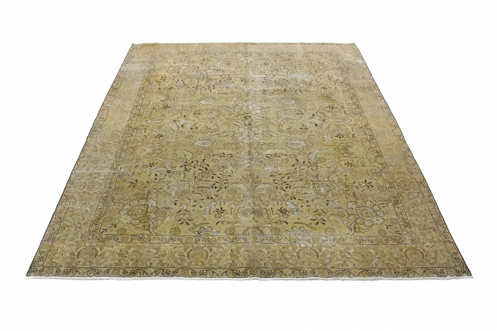 Vintage Orientteppich Braun 382x299cm – Exklusives Design, handgeknüpft