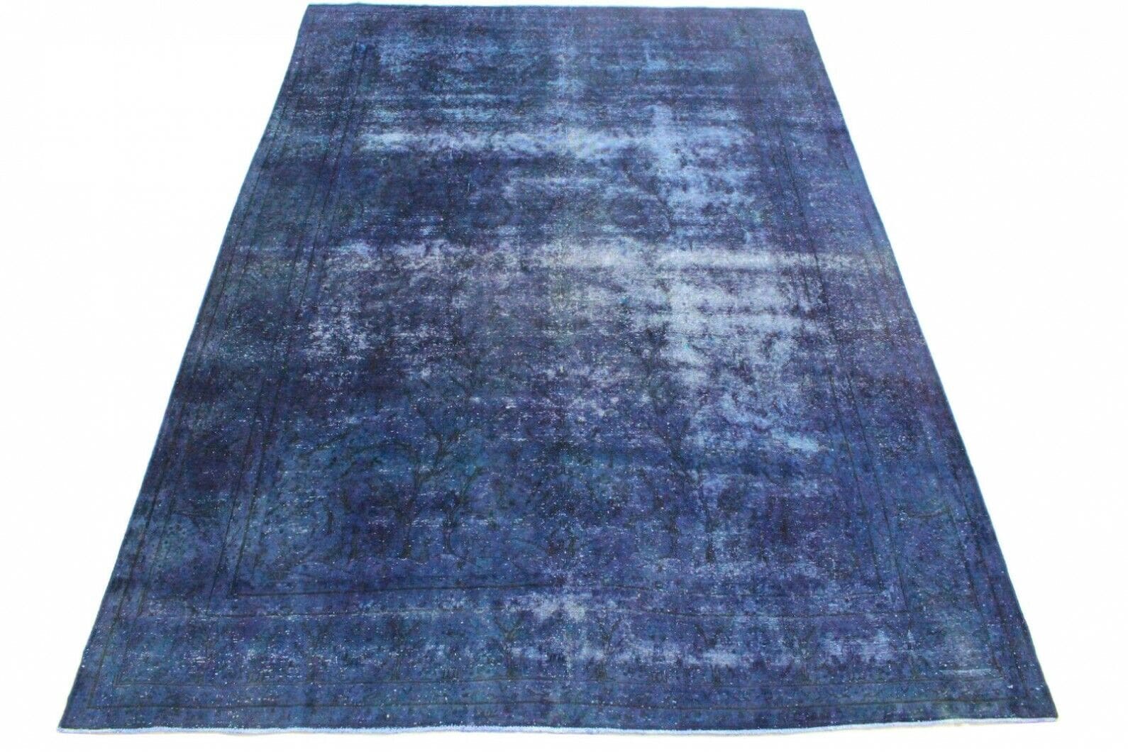 Vintage Orientteppich 372x254cm lila blau, handgeknüpft
