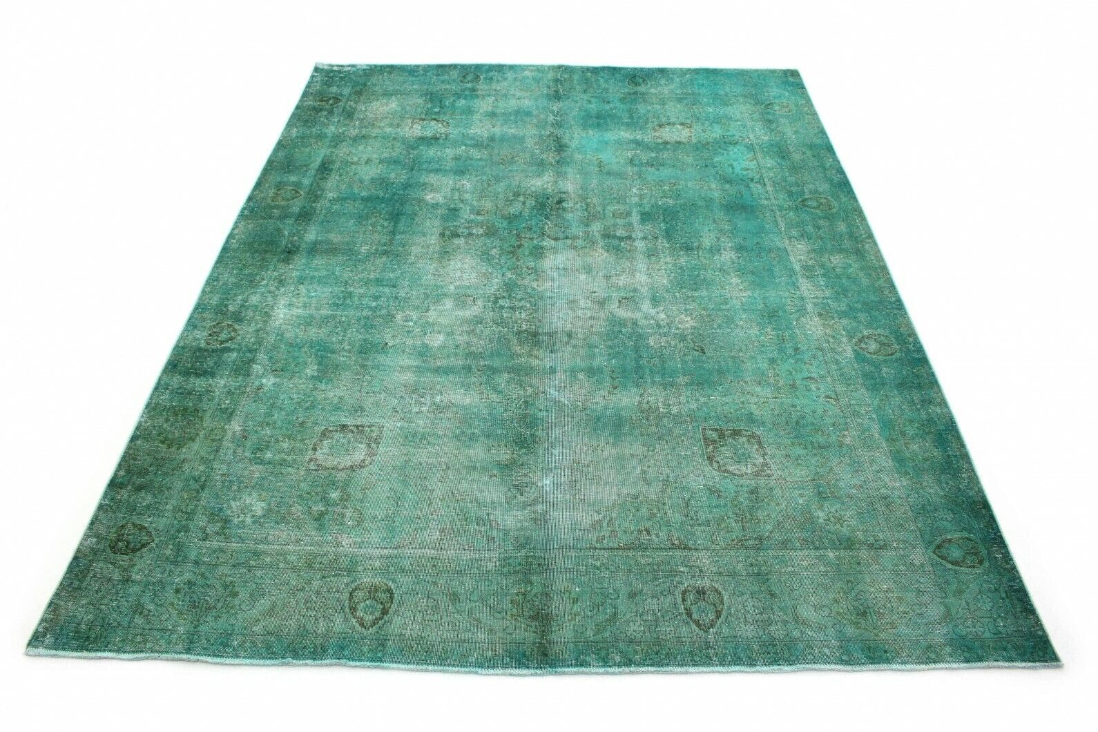 Vintage Orientteppich 387x299cm Grün Türkis, handgeknüpft