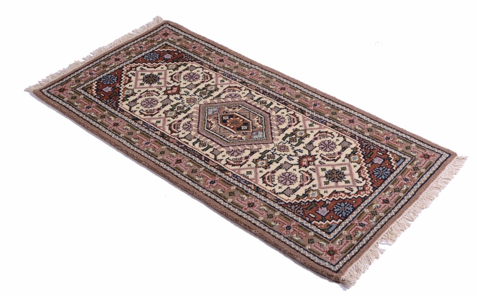 Orientteppich 144x75 cm Bidjar handgeknüpft 60.000 Knoten Beige