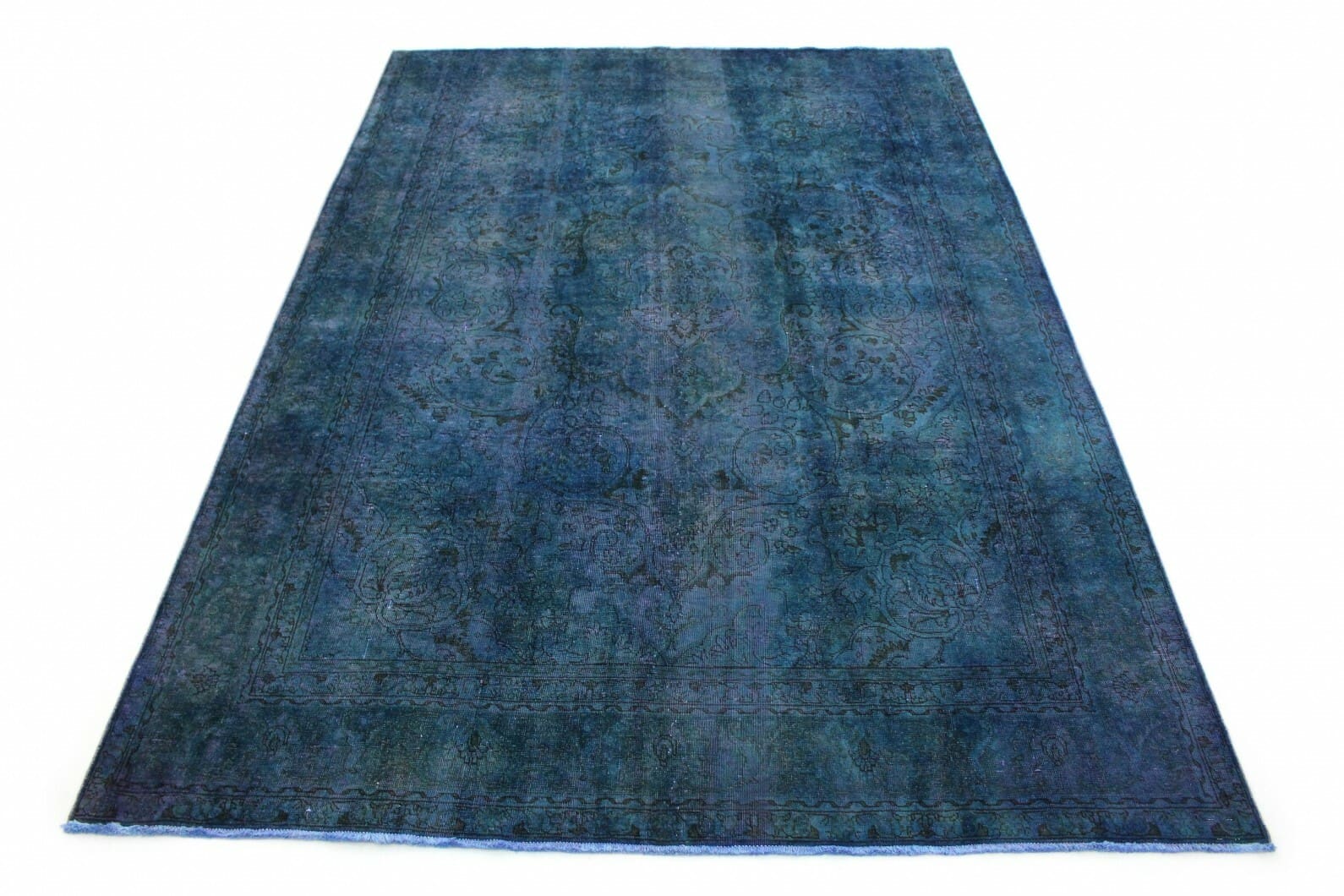 Vintage Orientteppich Blau 349x239cm, handgeknüpft, 3,5x2,4m