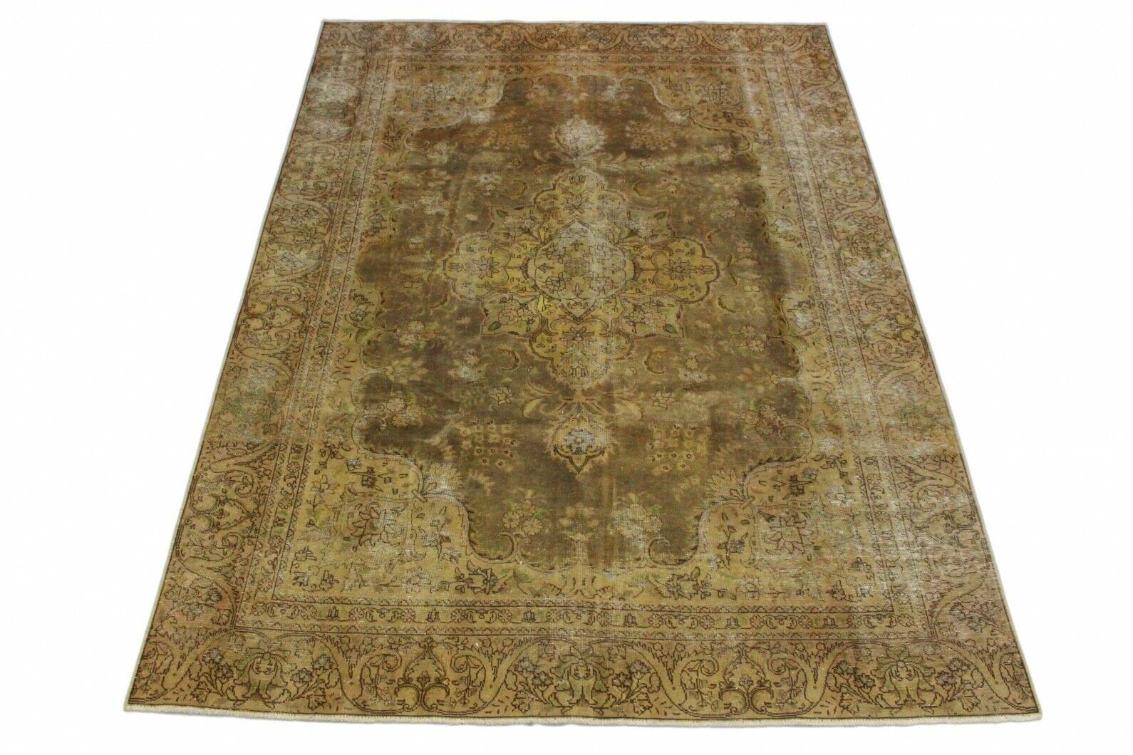 Vintage Orientteppich 318x221cm Braun Curry, handgeknüpft