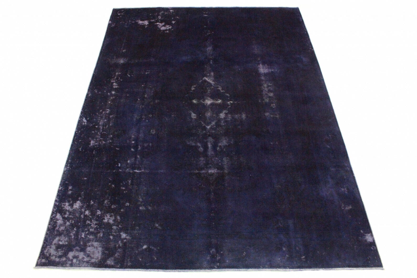 Vintage Orientteppich 307x231cm Lila Blau handgeknüpft