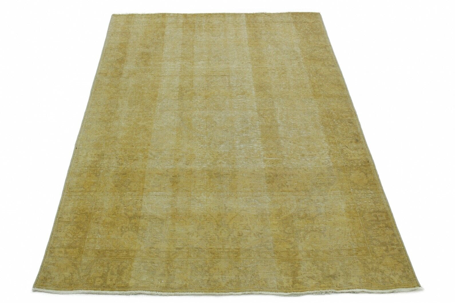 Vintage Orientteppich Gelb 291x179 cm - Handgeknüpft, Designunikat