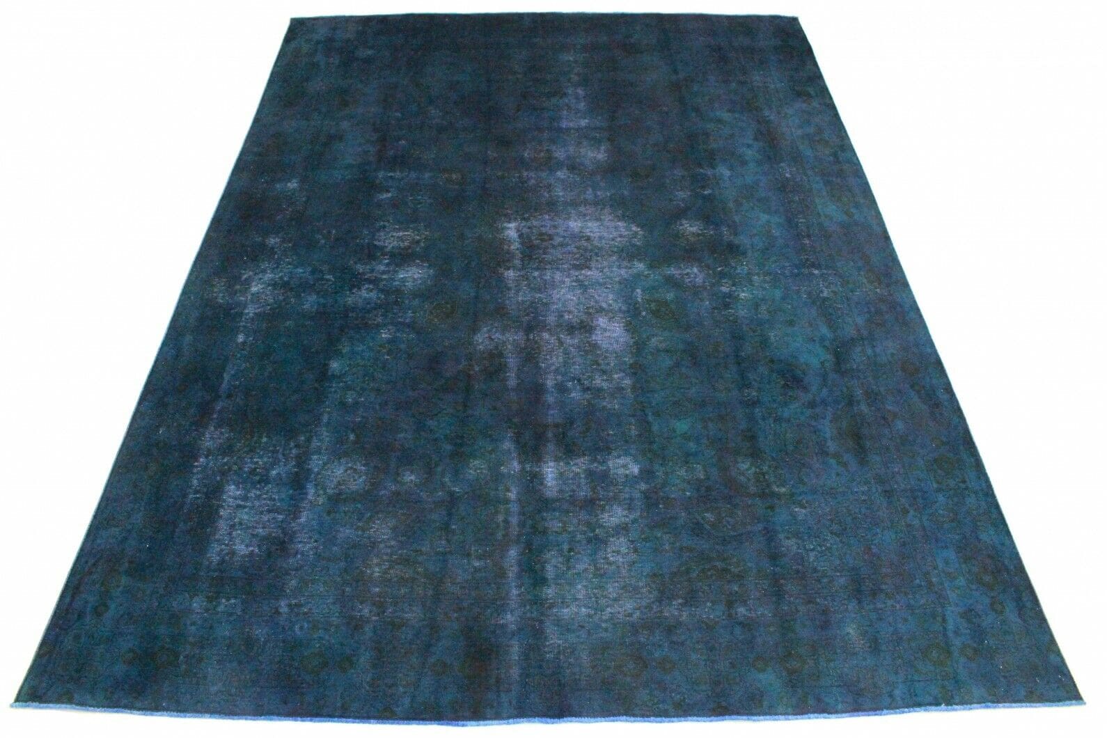 Vintage Orientteppich Blau Türkis 388x279 cm – handgeknüpft