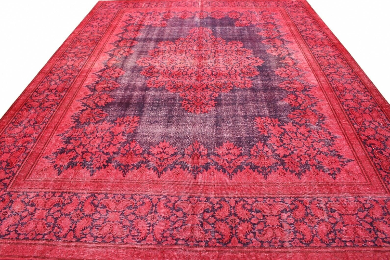 Exklusiver Vintage Orientteppich 398x299 cm rot, handgeknüpft