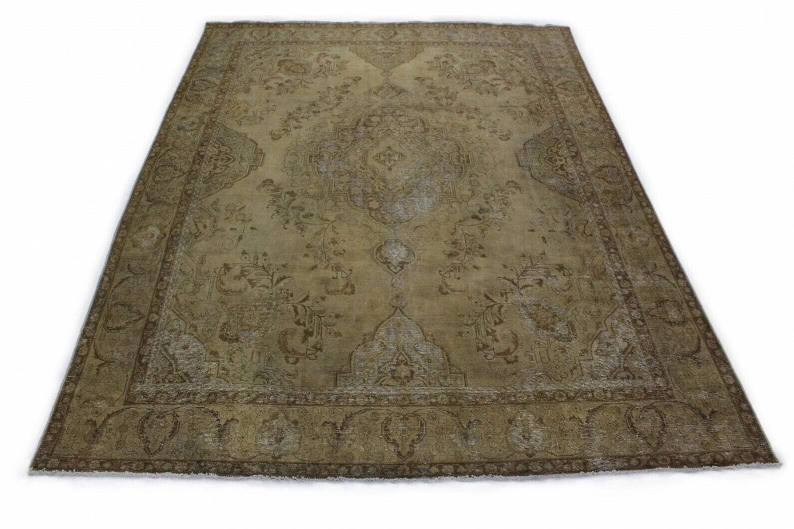Vintage Orientteppich Beige 392x289 cm, handgeknüpft, Unikat