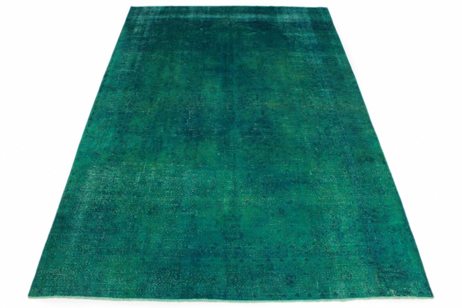 Vintage Orientteppich Grün 400x269cm - Handgeknüpft, Designerstück