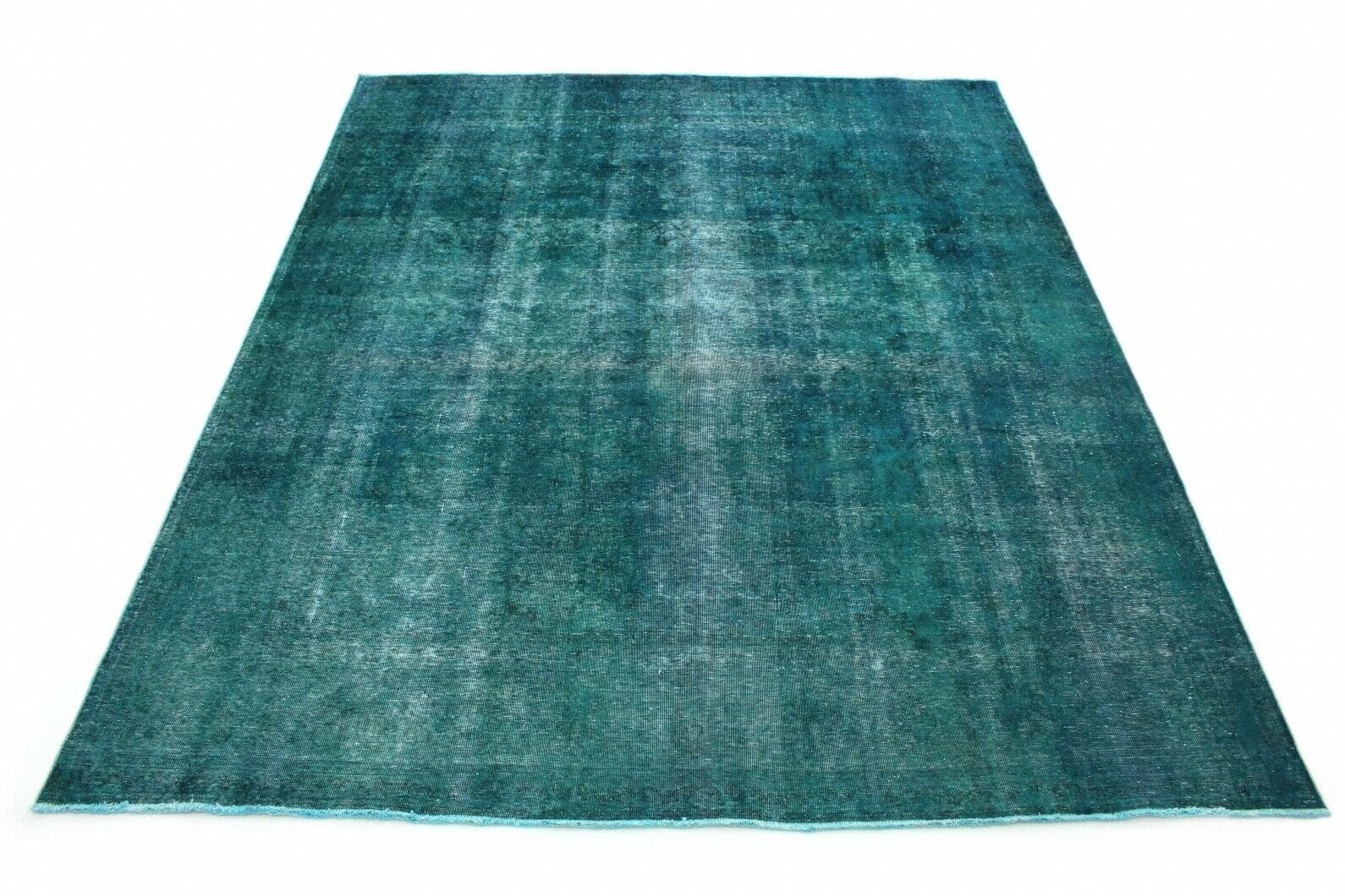 Vintage Orientteppich 372x304cm türkis, handgeknüpft, Unikat