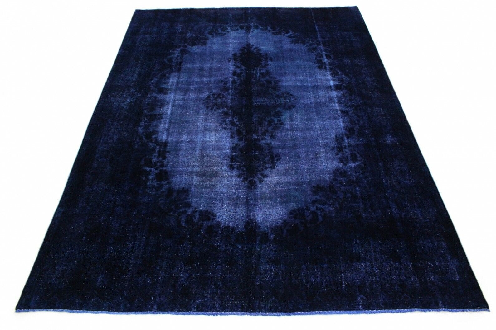 Vintage Orientteppich 412x299 cm lila-blau, handgeknüpft