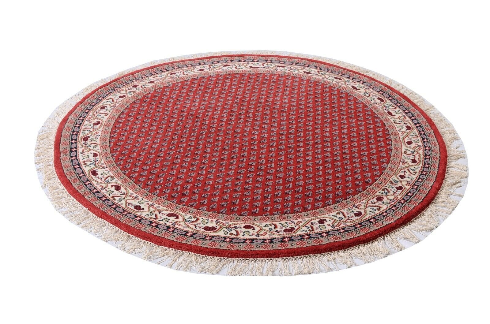 Orientteppich 100x100 cm Rund Rot, 140.000 Knoten, handgeknüpft