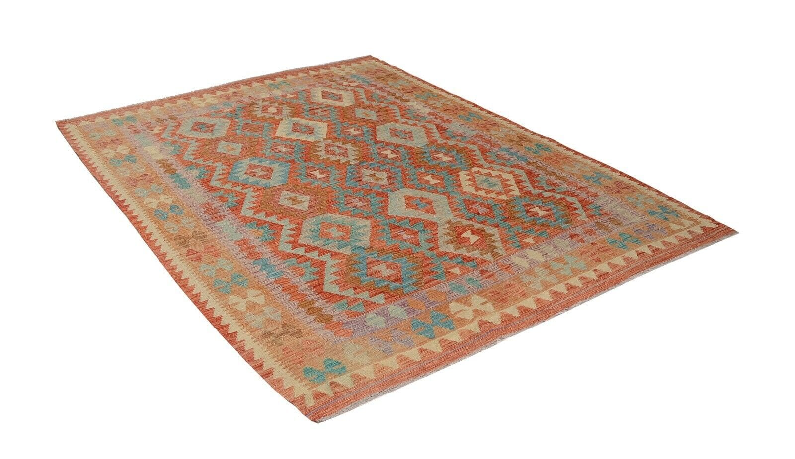 Handgewebter Afghan Kelim 244 x 182 cm in Pastellfarben, neu