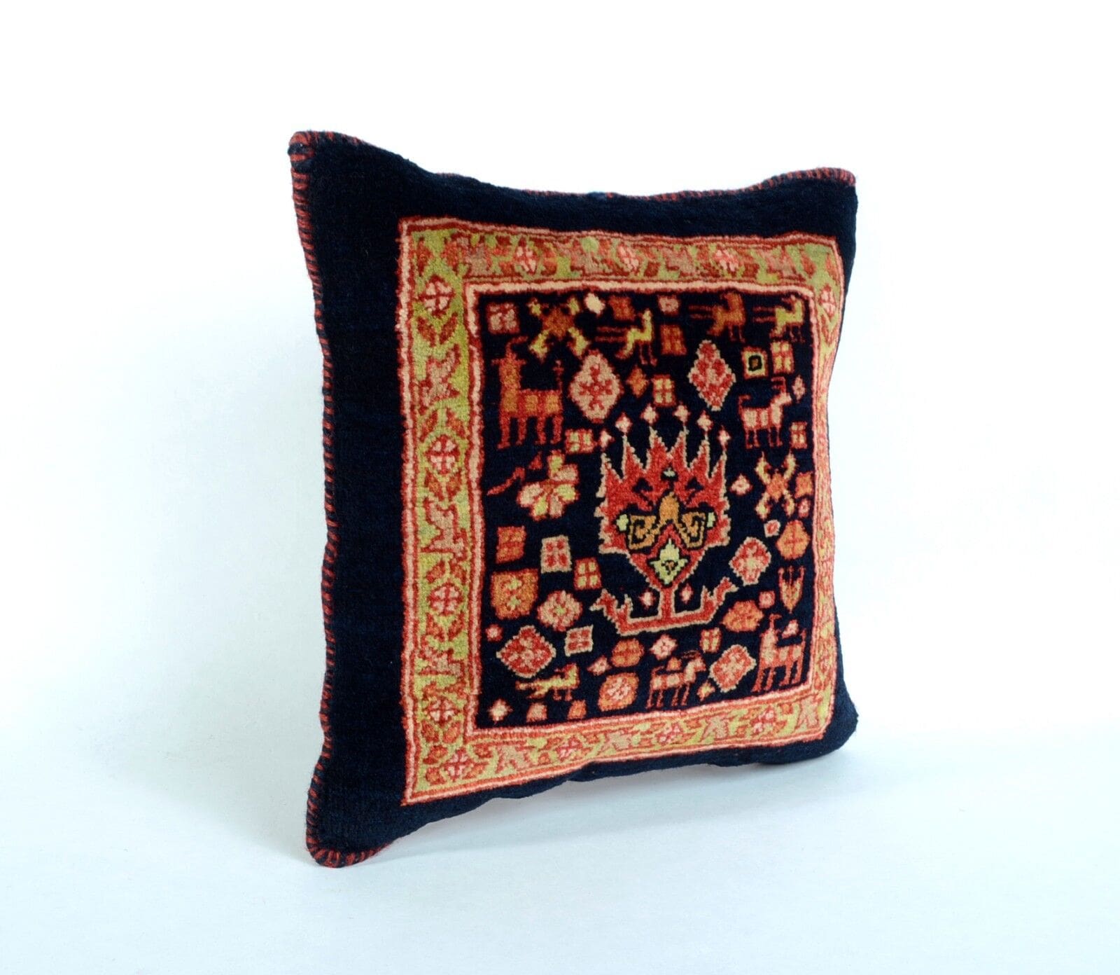 Exklusives Ghashghai Kissen 35x37 cm, handgeknüpft, Persien