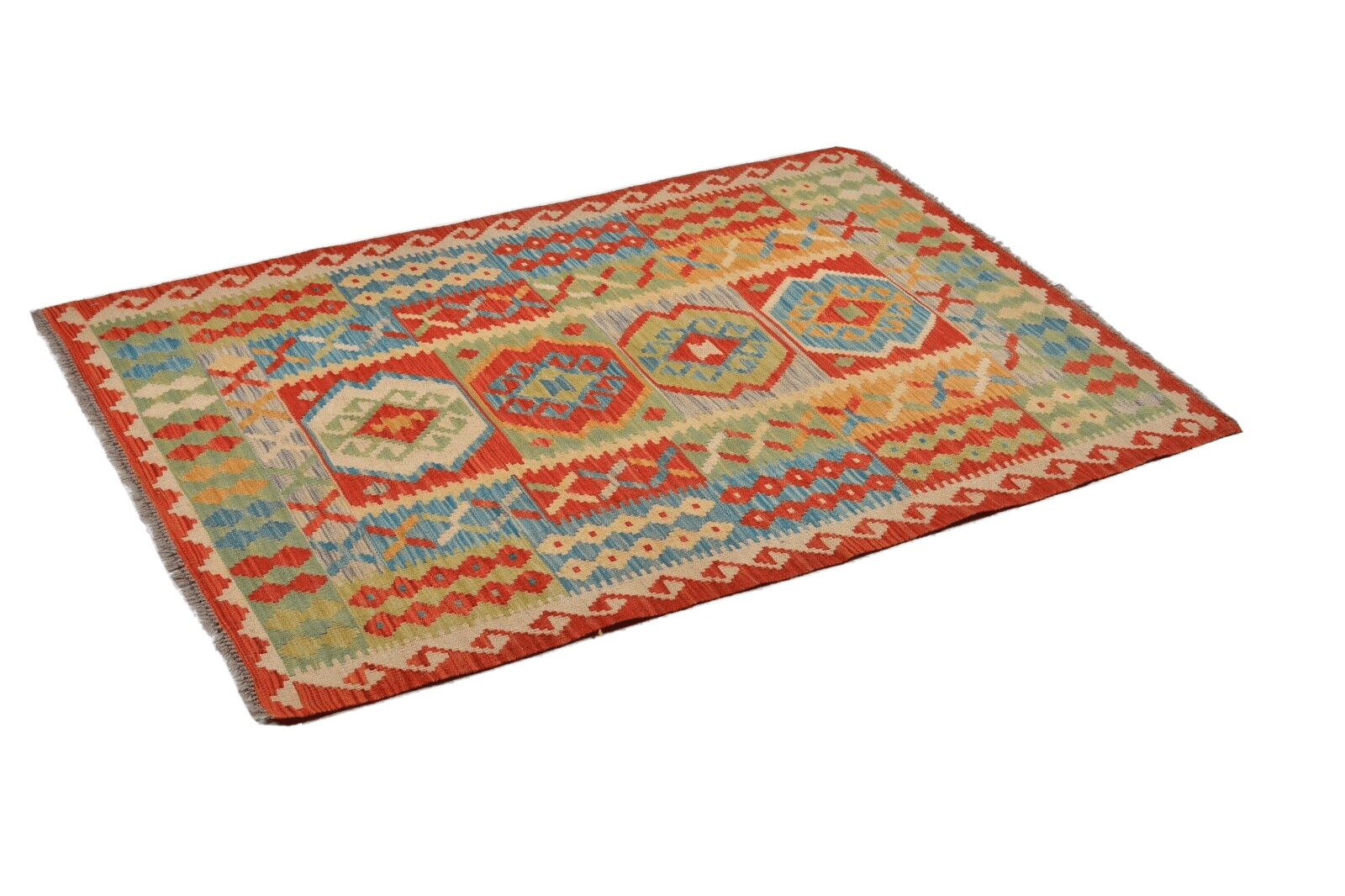 Afghan Kelim 144x102 cm – Geometrisch, Multicolor, handgewebt
