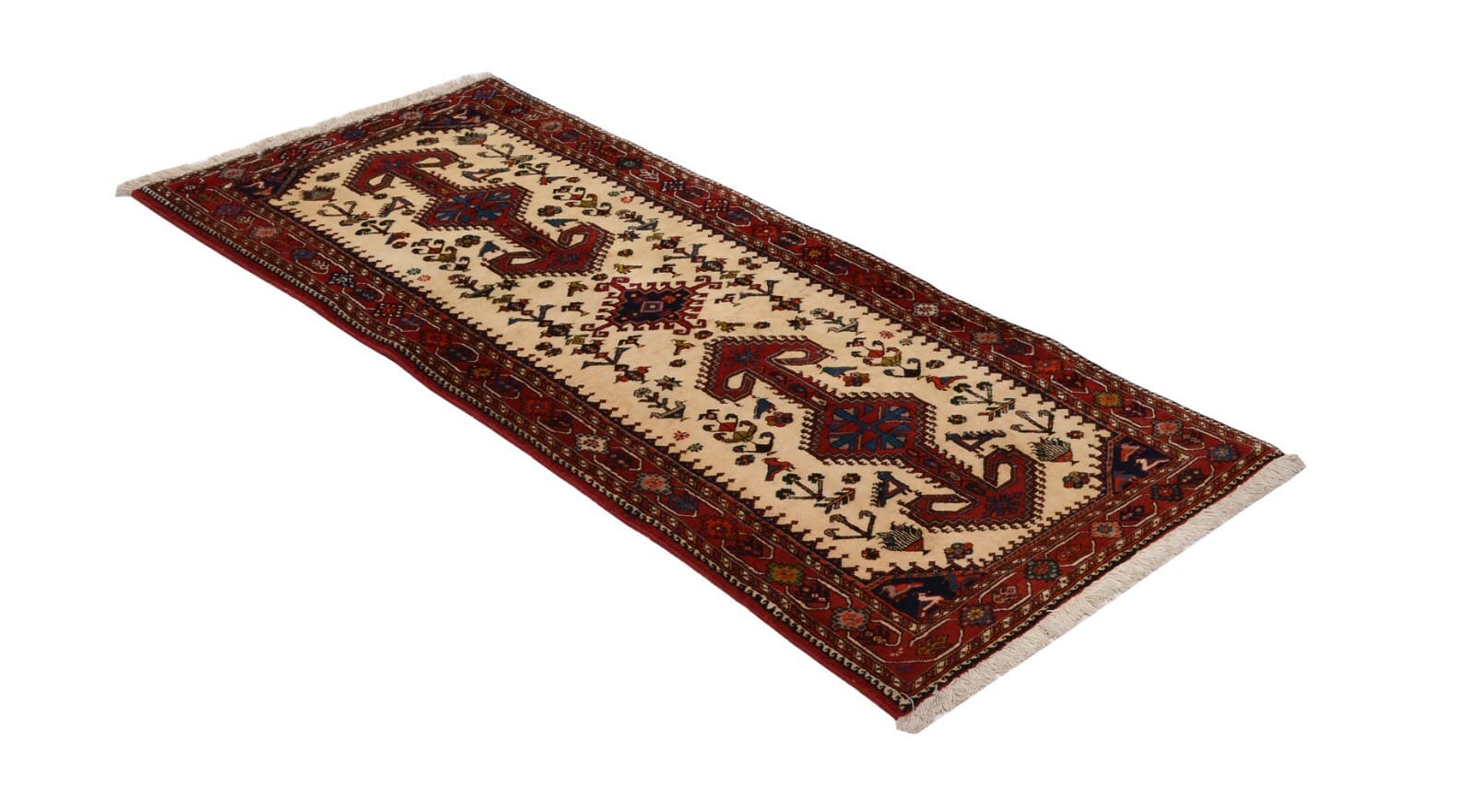 Handgeknüpfter Perser Teppich Nasrabad 192x81 cm, 250.000 Knoten, Beige