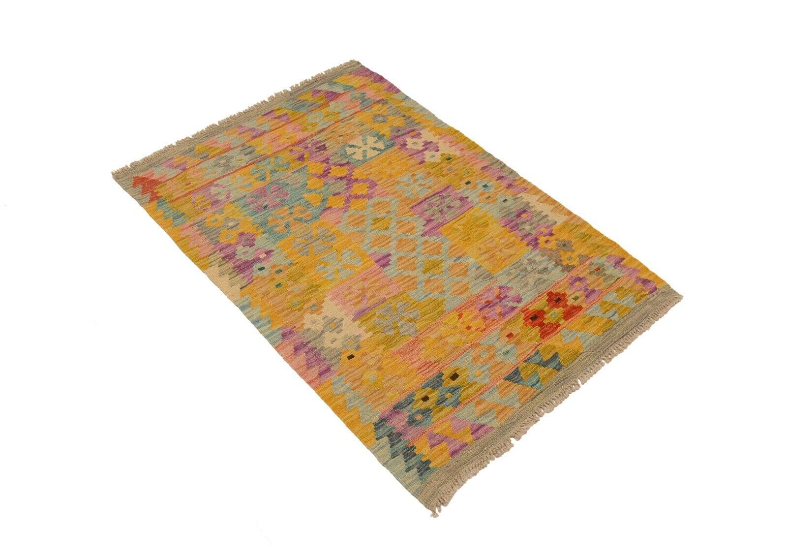 Handgewebter Afghan Kelim 121 x 82 cm in Pastellfarben - Neu