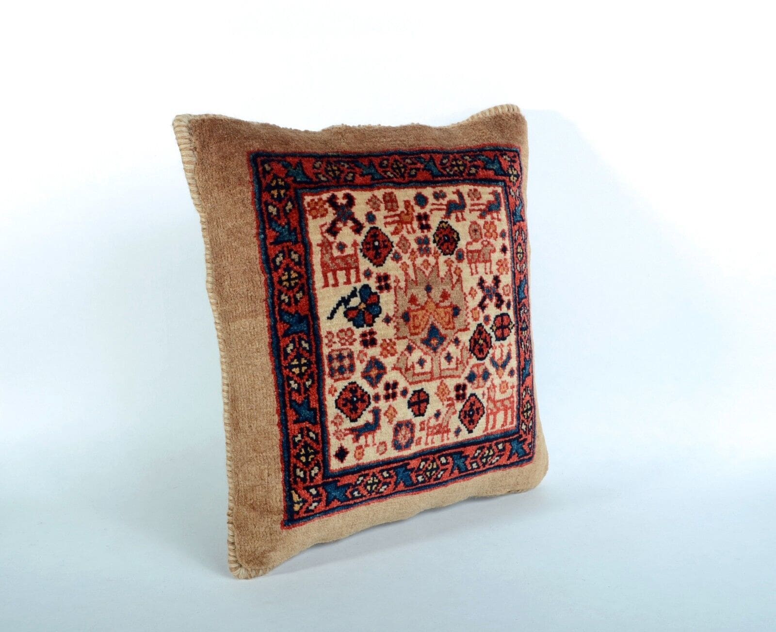 Exklusives Ghashghai Kissen 35x34 cm, handgeknüpft, Persien
