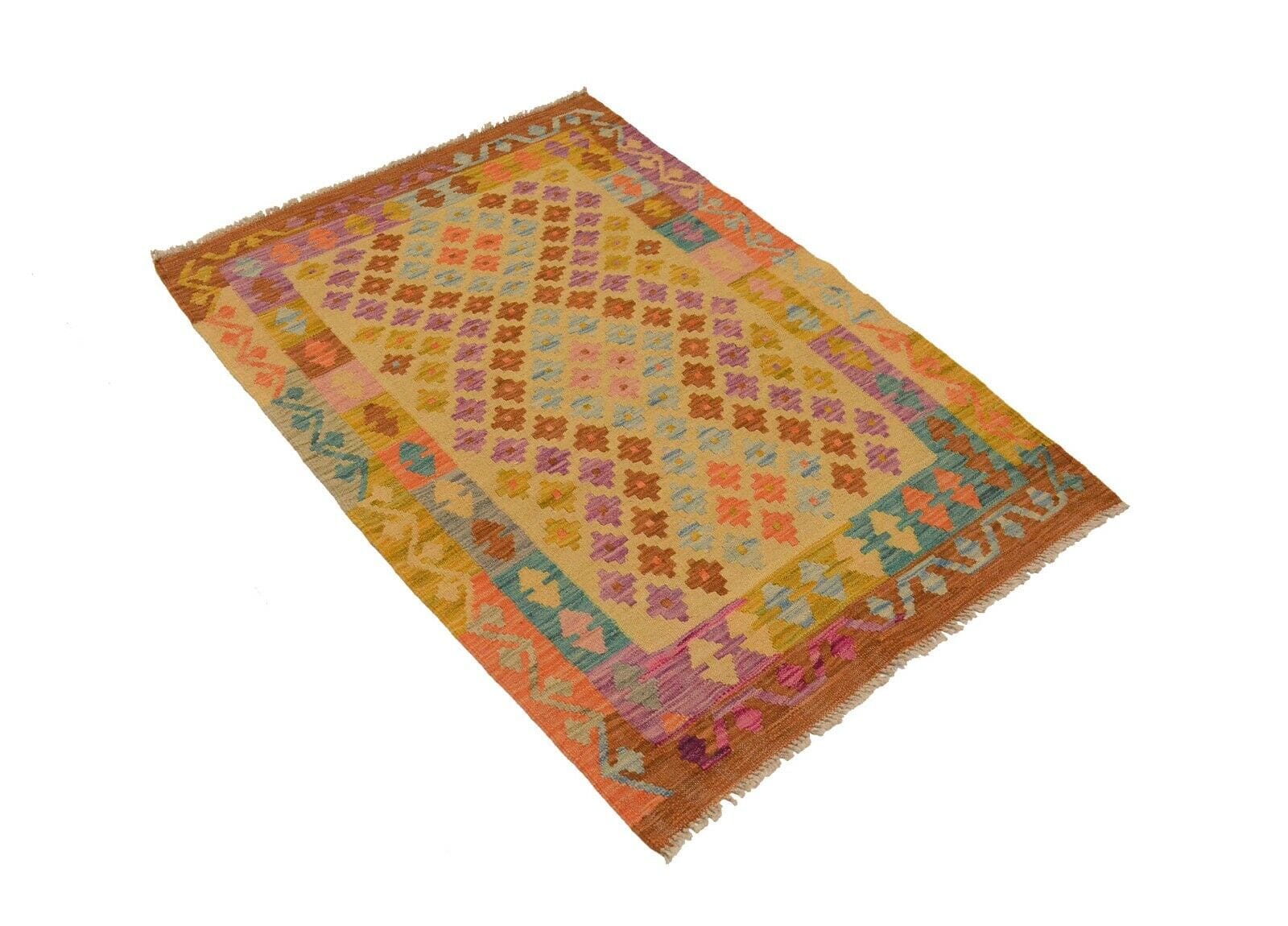Orientteppich Afghan Kelim 127x90 cm, geometrisch, handgewebt