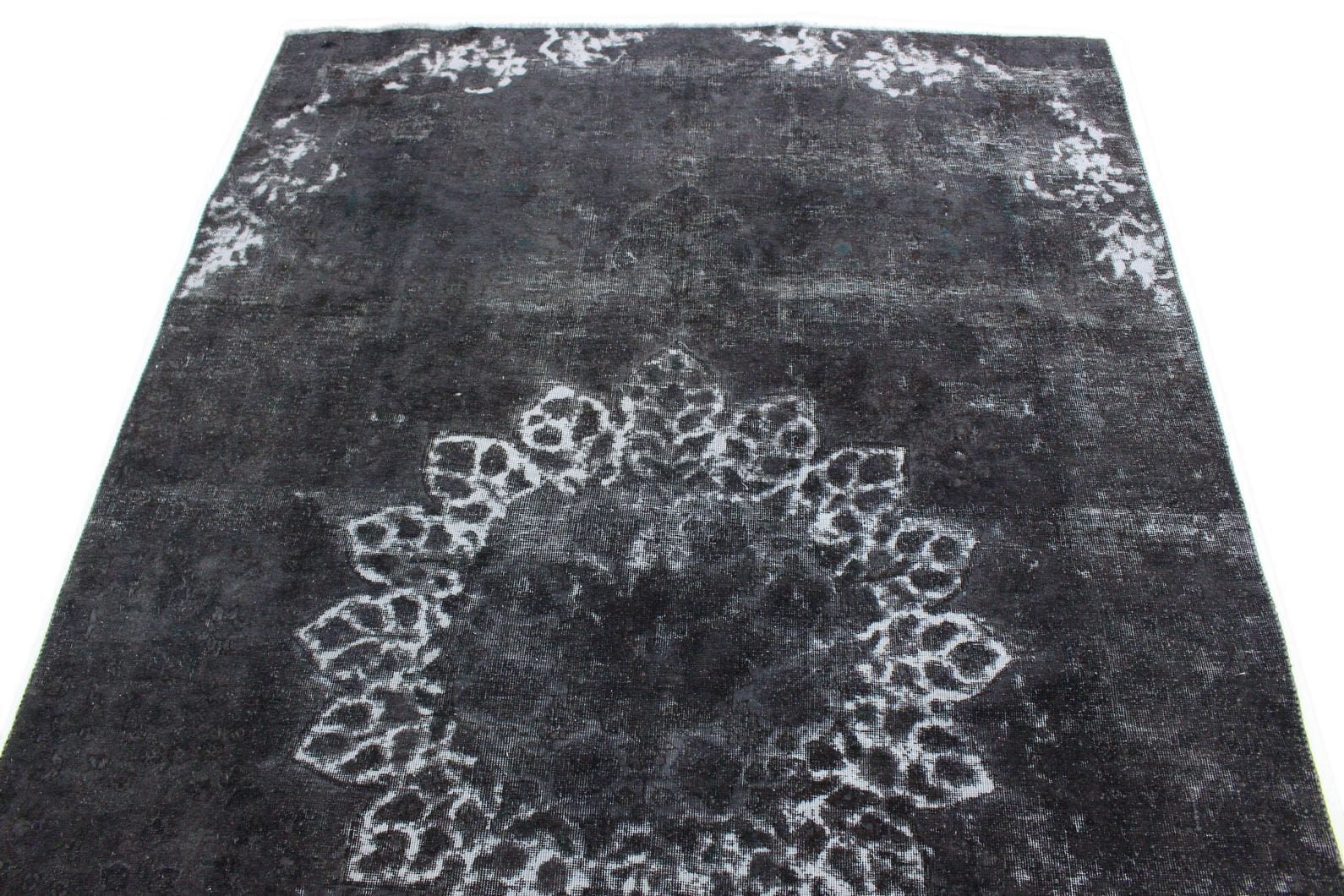 Vintage Orientteppich Grau Schwarz 273x170 cm handgeknüpft