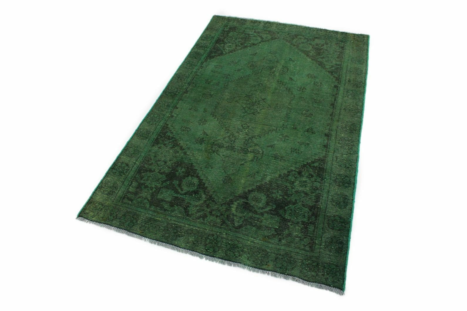 Orientteppich Vintage Grün 198x119 cm – Handgeknüpft, Unikat