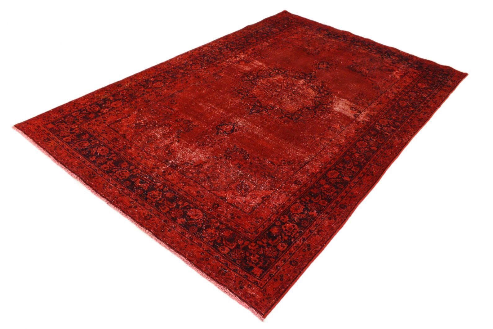 Vintage Orientteppich Rot 298x191cm - Exklusiver Designer handgeknüpft