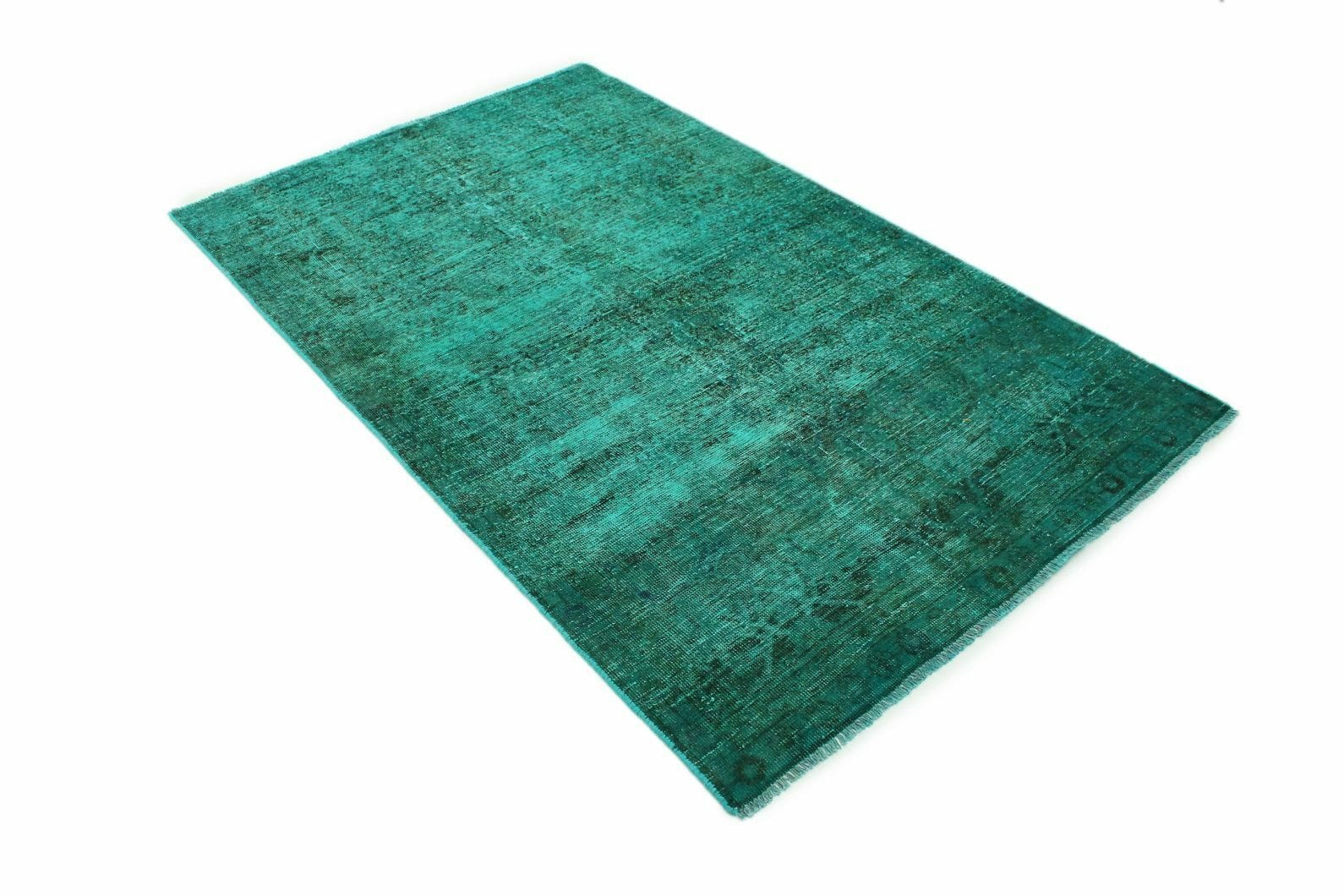 Vintage Orientteppich Grün Türkis 221x129 cm – handgeknüpft
