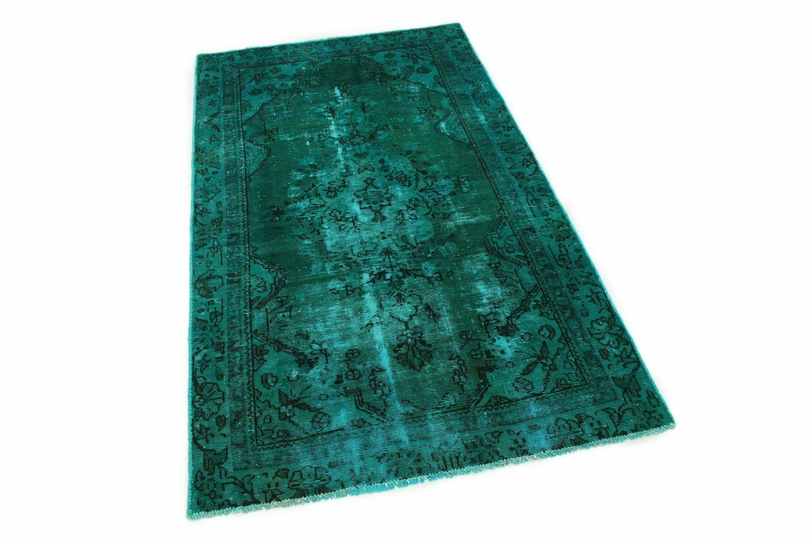 Vintage Orientteppich 190x111cm grün-türkis, handgeknüpft