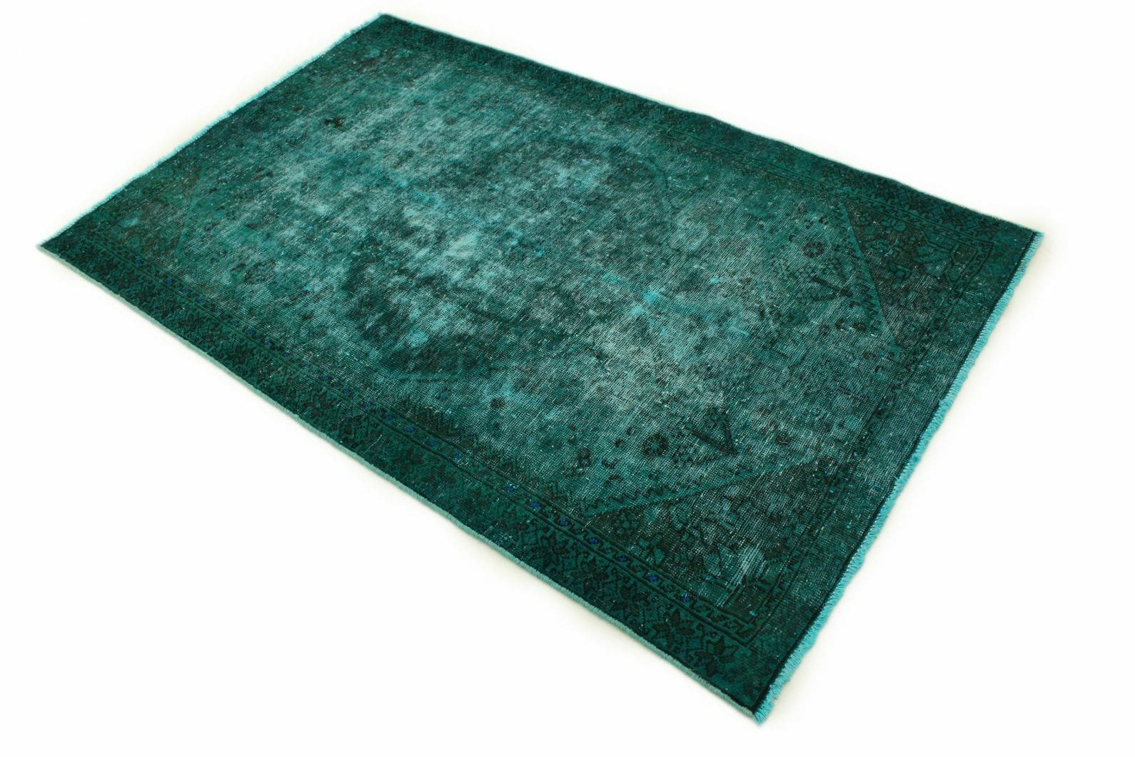 Vintage Orientteppich Türkis Grün 200x129 cm – handgeknüpft