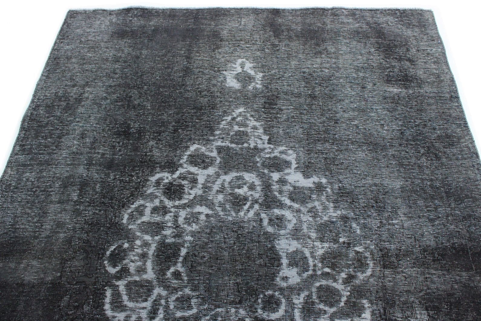 Vintage Orientteppich Grau Schwarz 262x159cm handgeknüpft