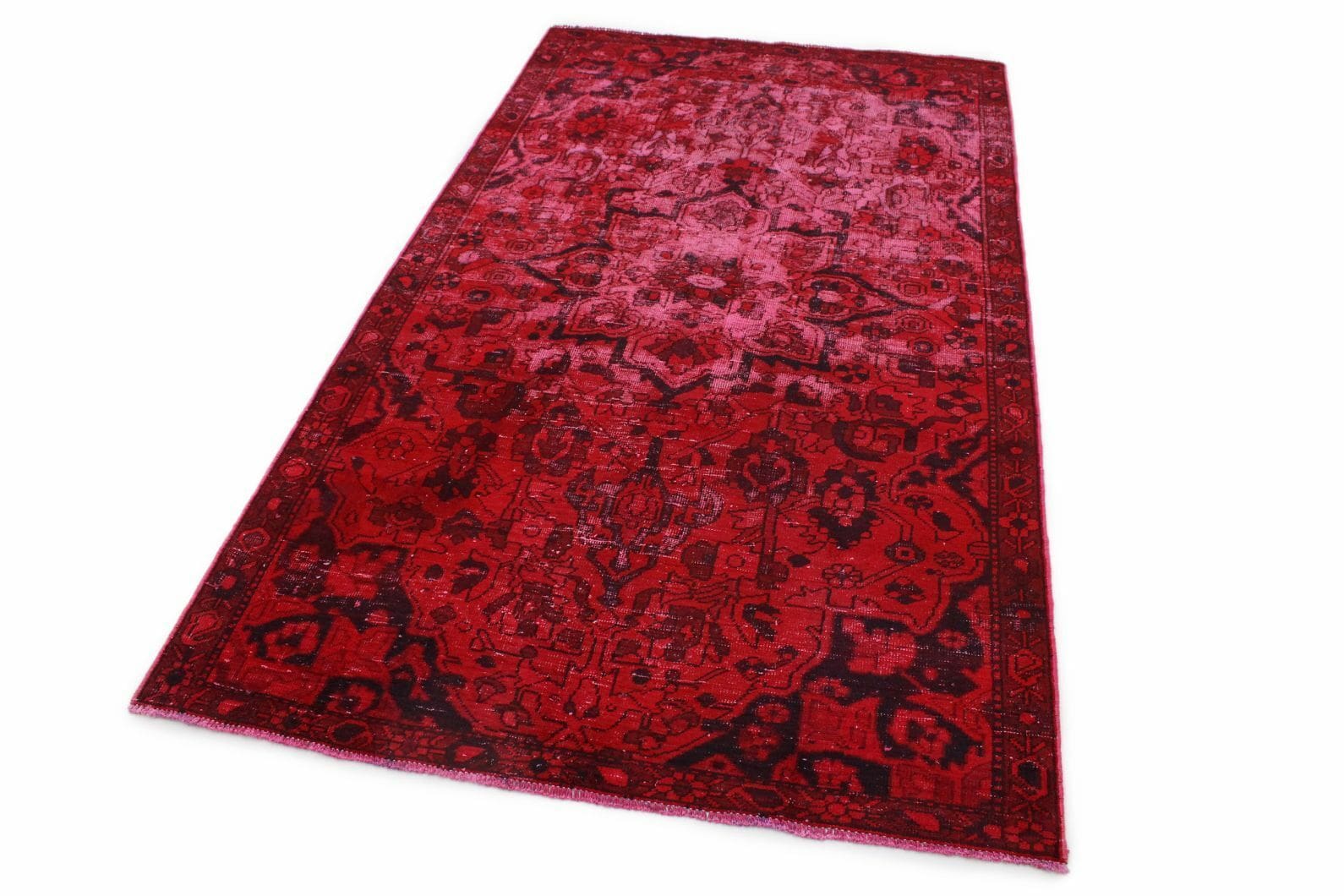 Vintage Orientteppich Rot 274x151cm, handgeknüpft, Unikat