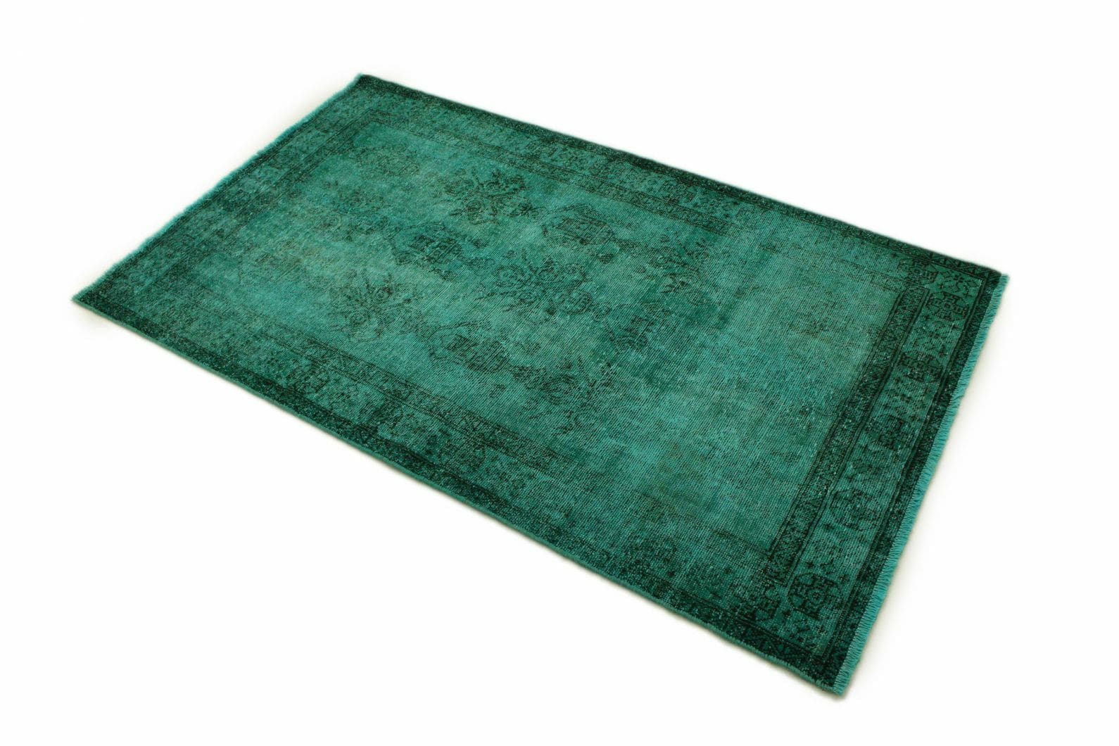 Orientteppich 201x119 cm Vintage-Design türkis-grün, handgeknüpft