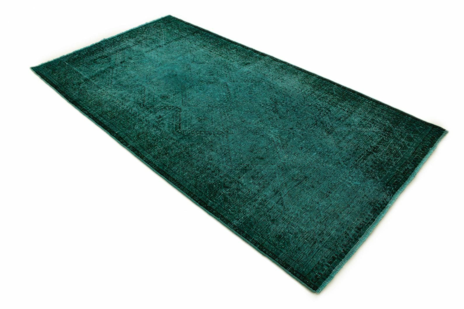 Vintage-Orientteppich Türkis Grün 299x159 cm – handgeknüpft