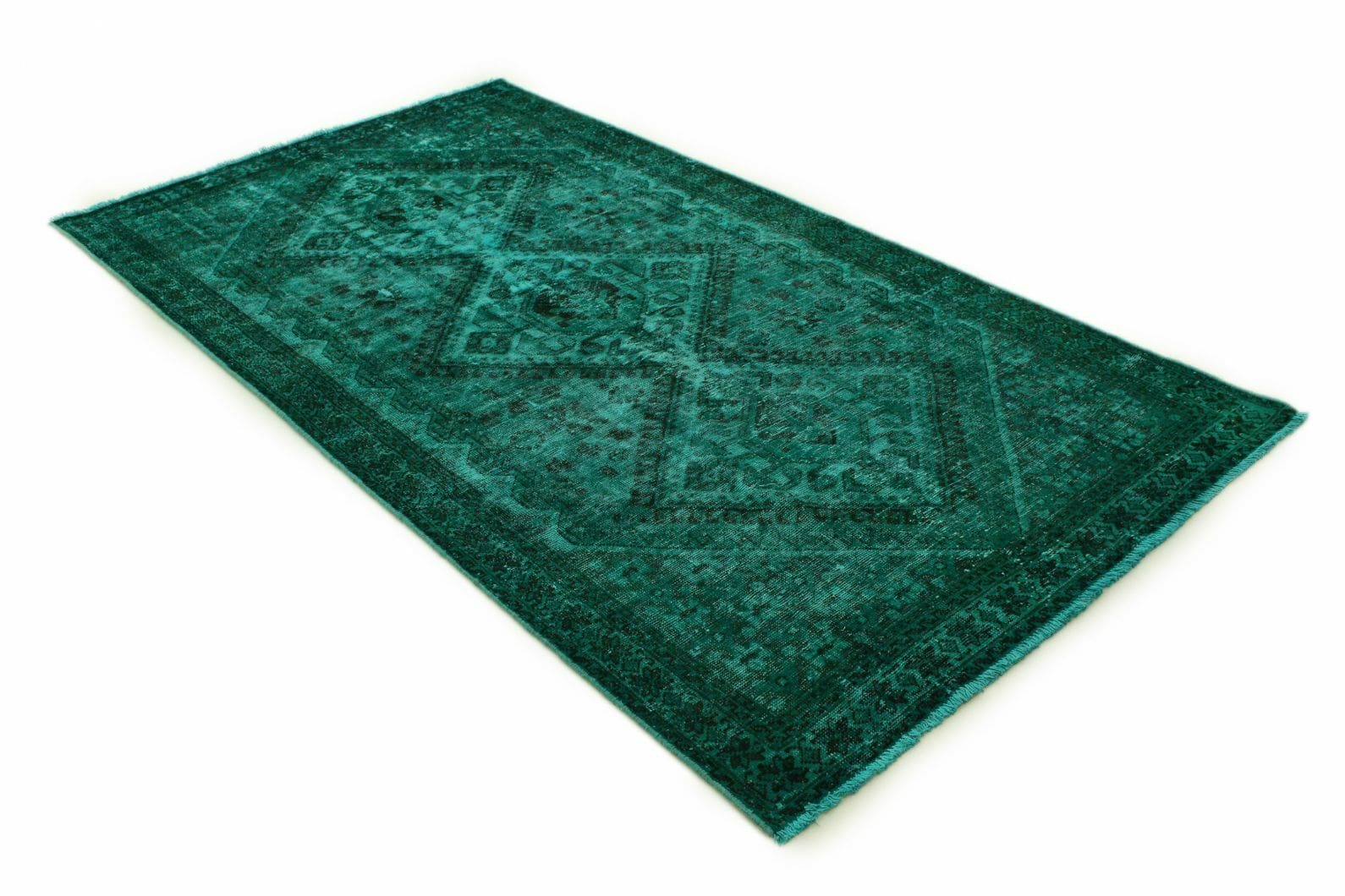 Vintage Orientteppich Türkis Grün 294x157 cm, handgeknüpft