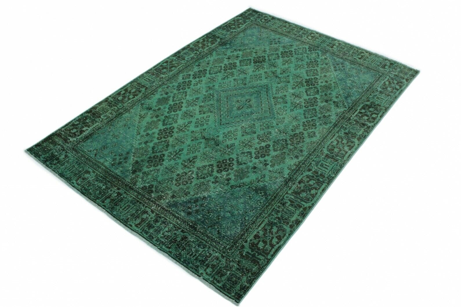 Vintage Orientteppich Grün 305x201 cm - Exklusiv, handgeknüpft