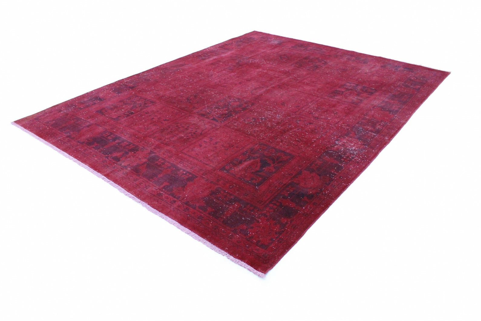 Vintage Orientteppich Rot 330x249cm, handgeknüpft, Designerstück