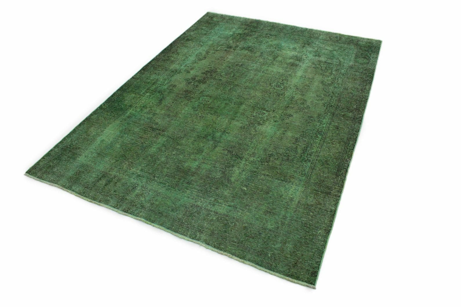 Vintage Orientteppich Grün 283x199cm – Handgeknüpft, Unikat