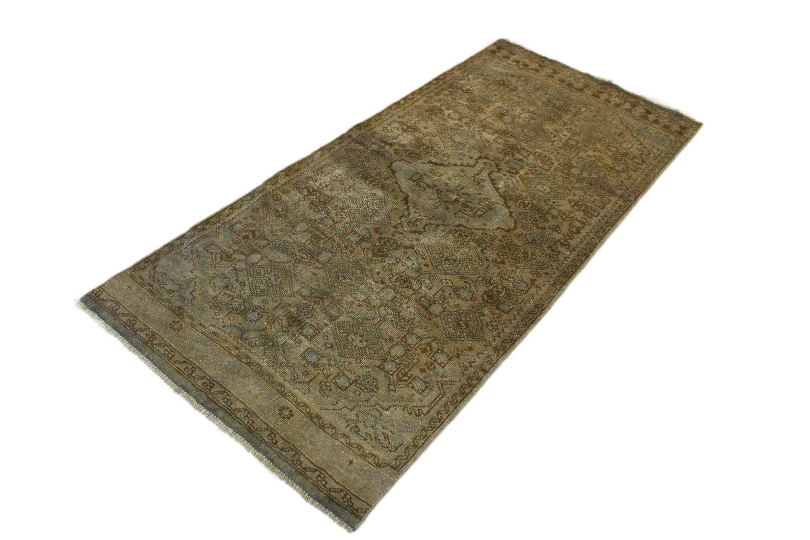 Vintage Orientteppich 232x104 cm Beige, handgeknüpft, Unikat
