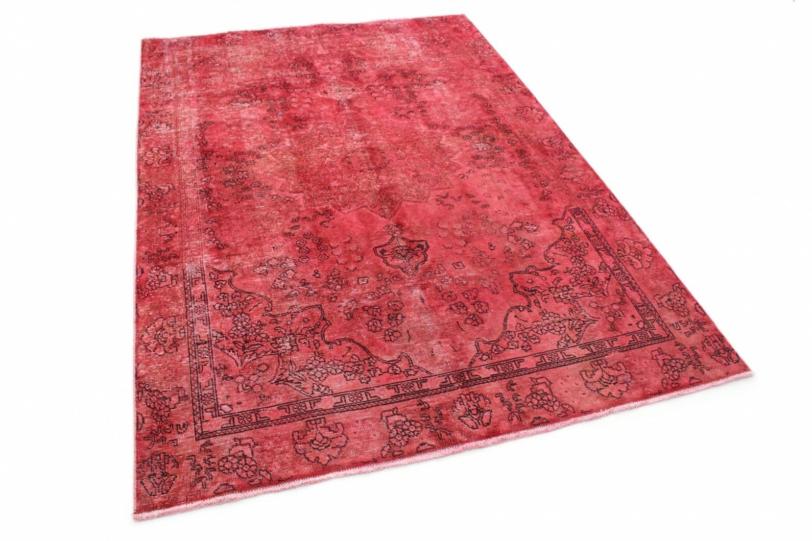 Vintage Orientteppich Rot 287x199 cm - Handgeknüpft, Unikat