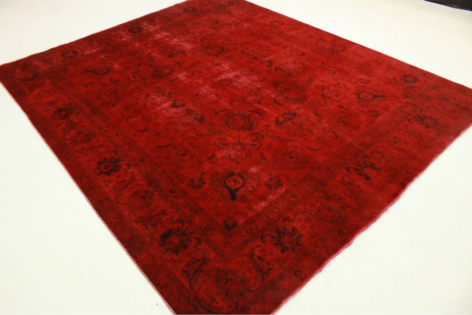 Vintage Orientteppich Rot 343x289cm, handgeknüpft, Designer-Teppich