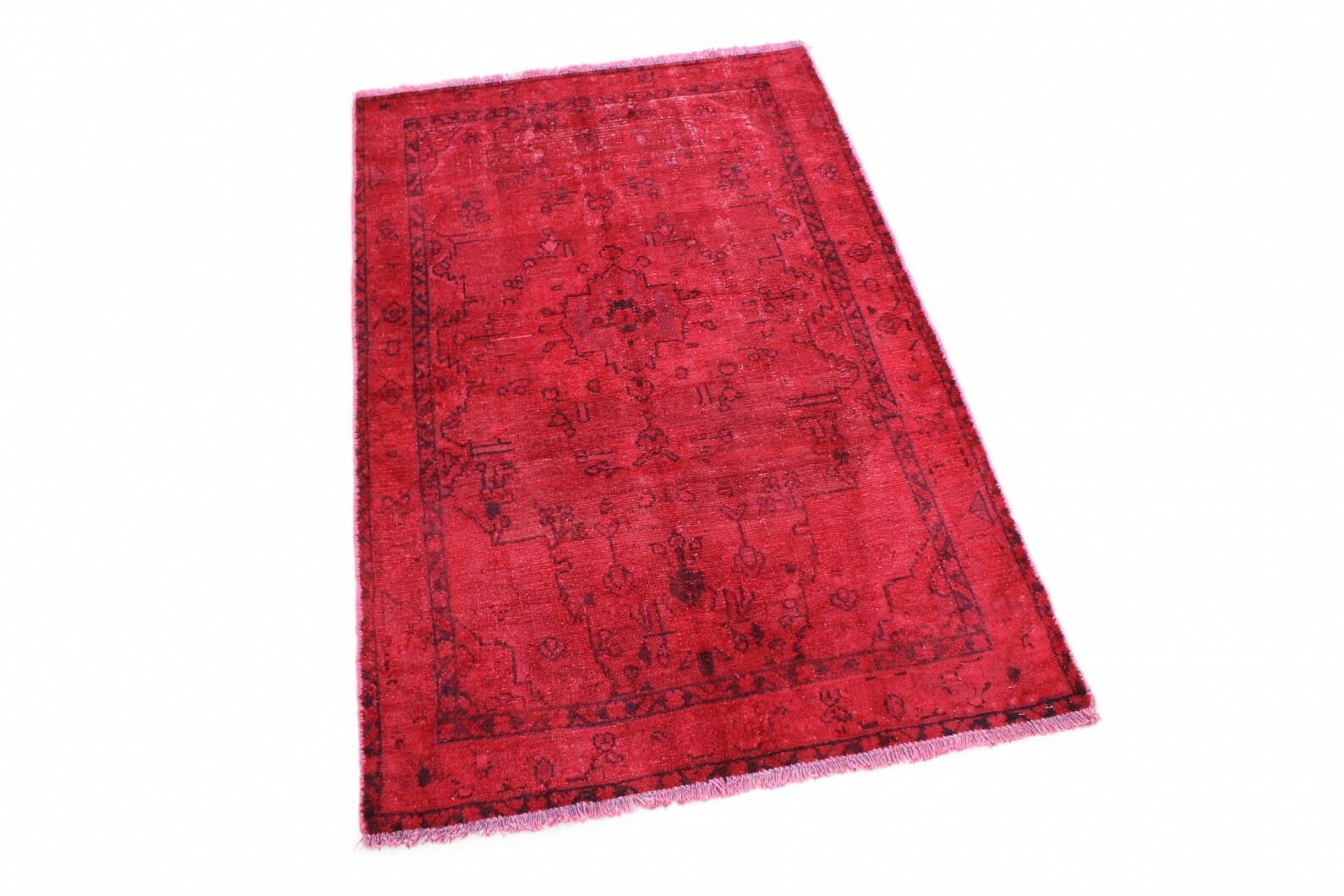 Vintage Orientteppich Rot 157x99cm, einzigartiges Design, handgeknüpft