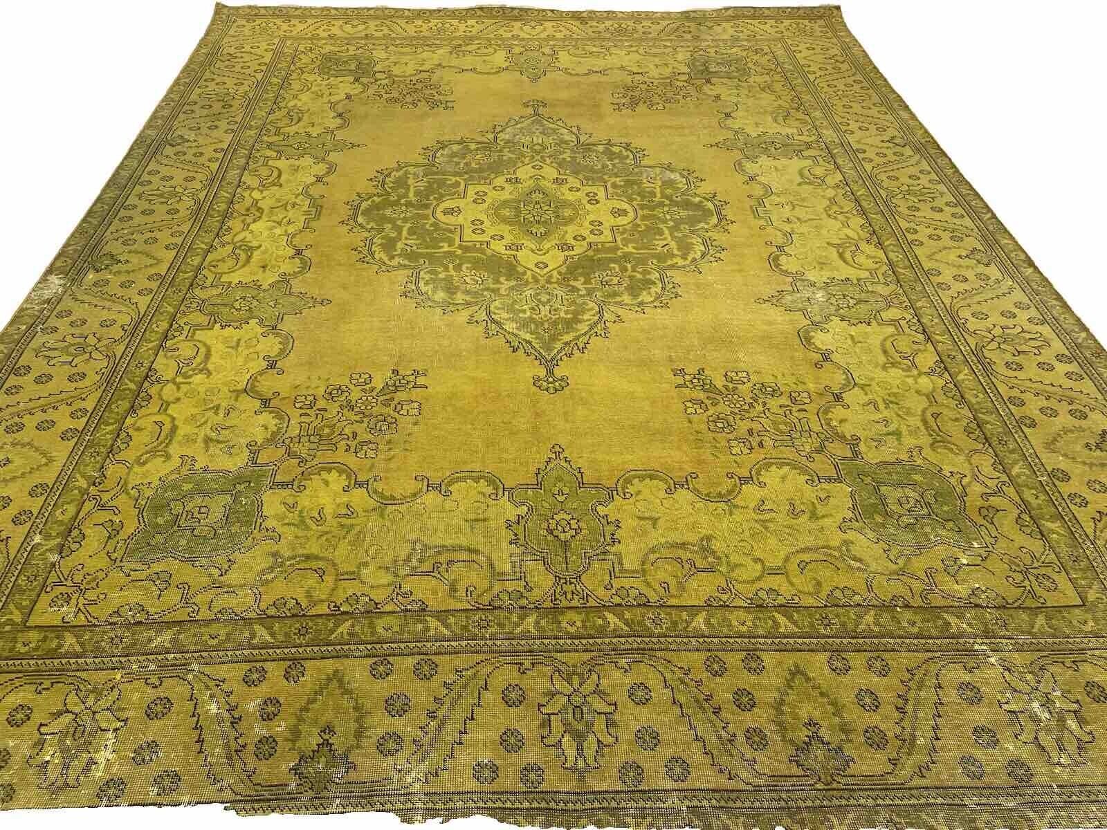 Vintage Perserteppich 389x295cm gelb-gold-senf handgeknüpft