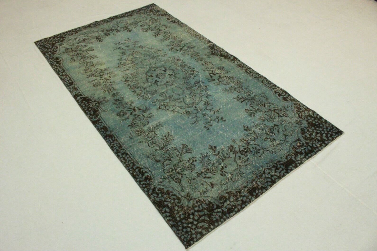 Vintage Orientteppich Blau 278x151cm – Handgeknüpft, Unikat