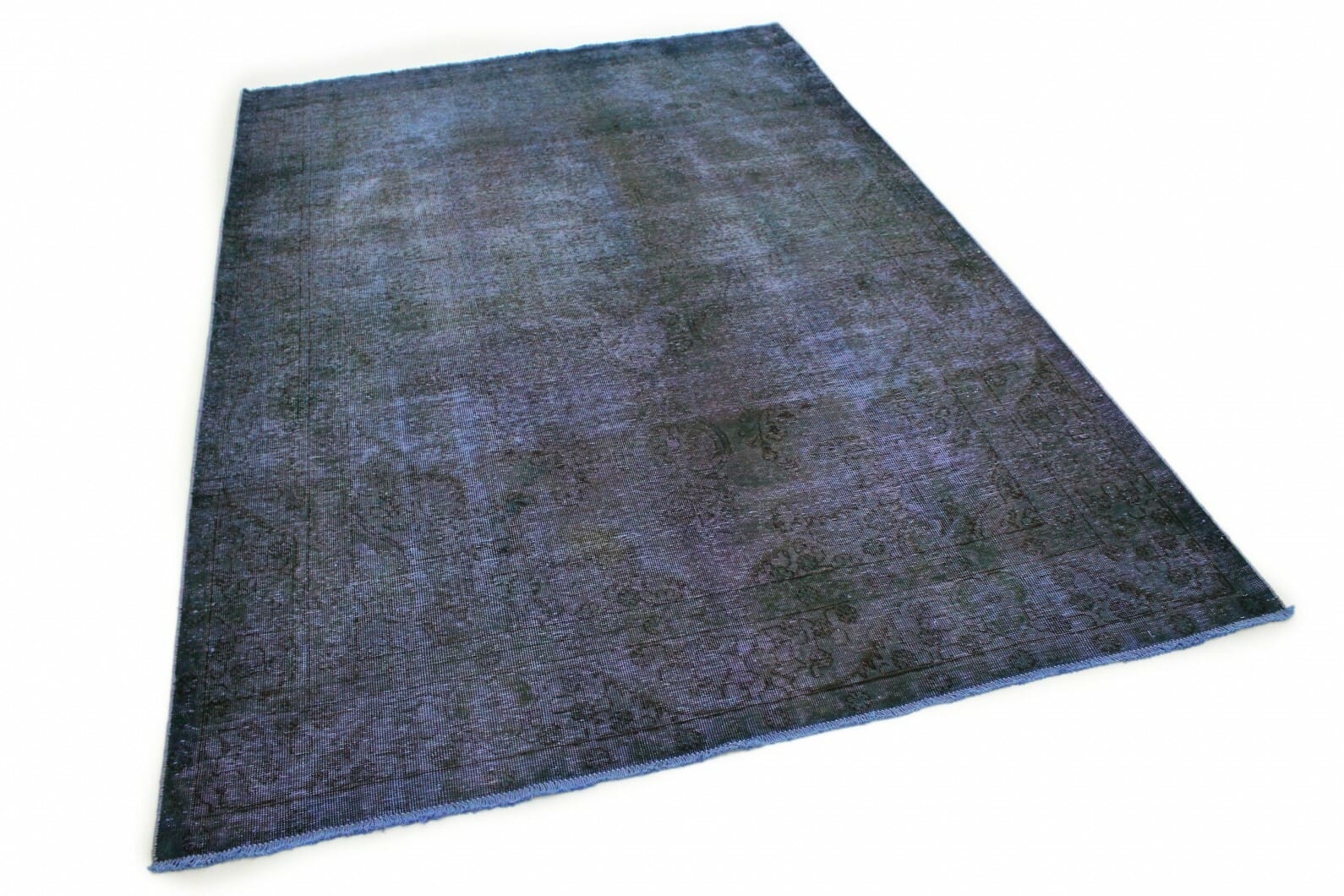 Handgearbeiteter Orientteppich Blau Lila 290x194 cm Vintage Design