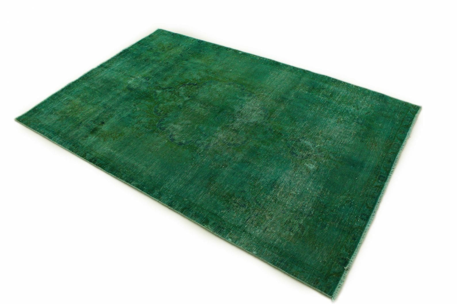 Vintage Orientteppich Grün 221x149cm, handgeknüpft, unikate Schönheit