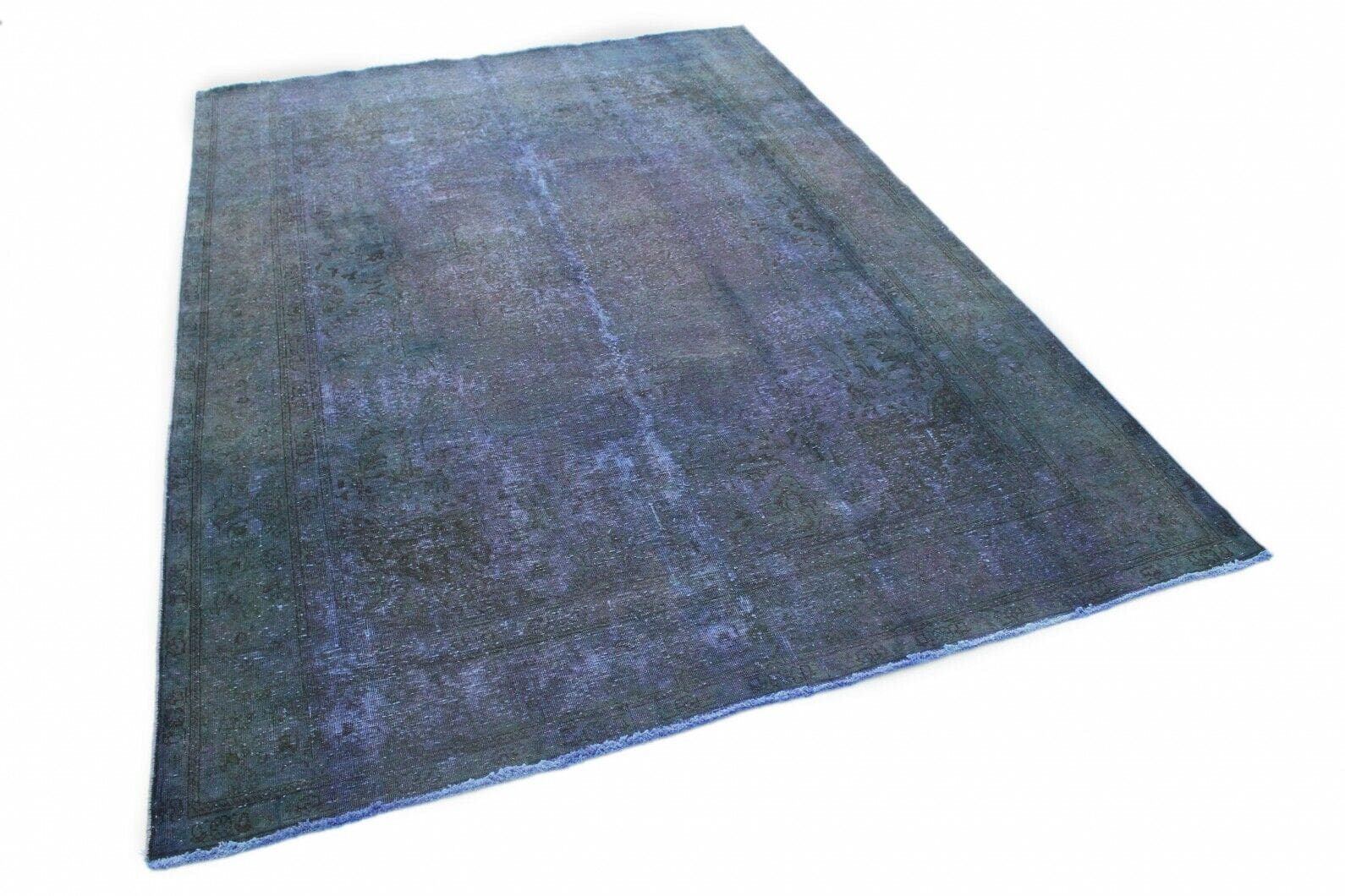 Orientteppich 352x249cm Vintage Lila Blau Grün handgeknüpft
