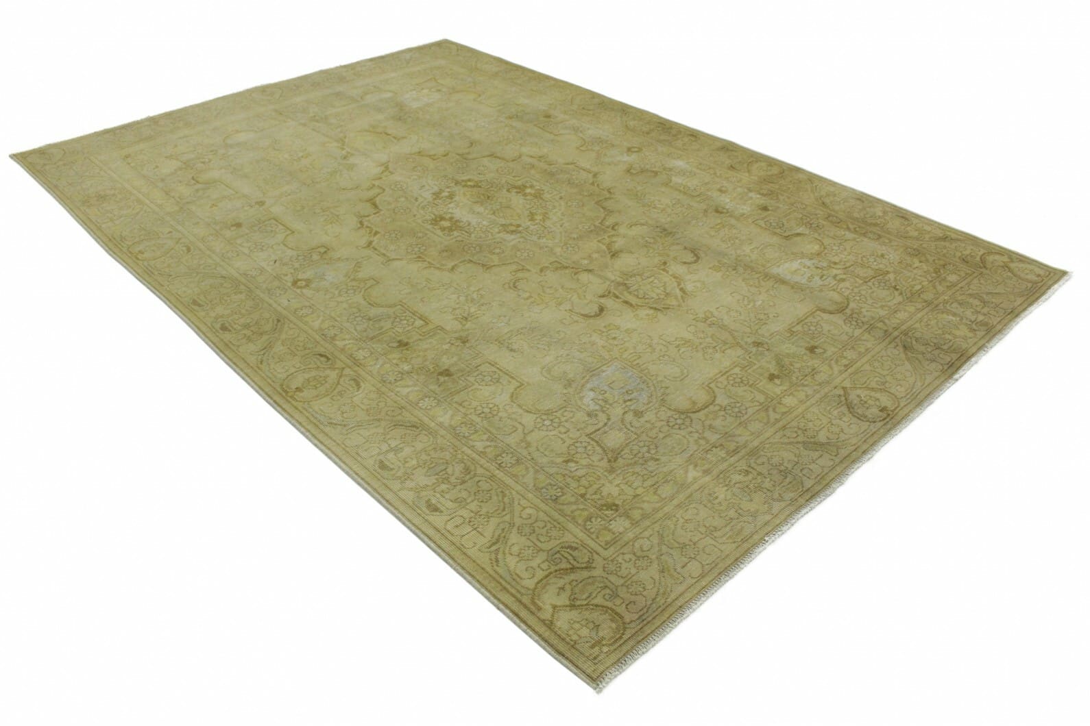 Vintage Orientteppich Beige 340x229cm, handgeknüpft, Unikat