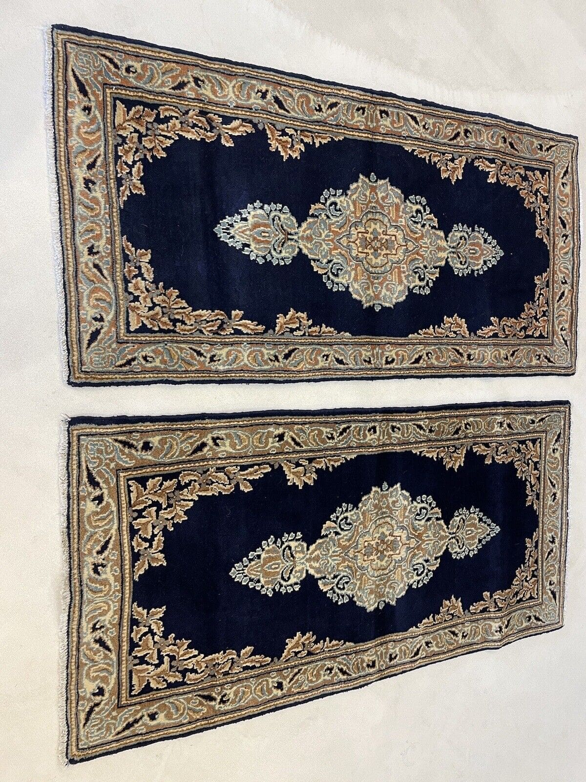 Perserteppich Kerman 132x64cm Blau, reine Schurwolle, handgeknüpft