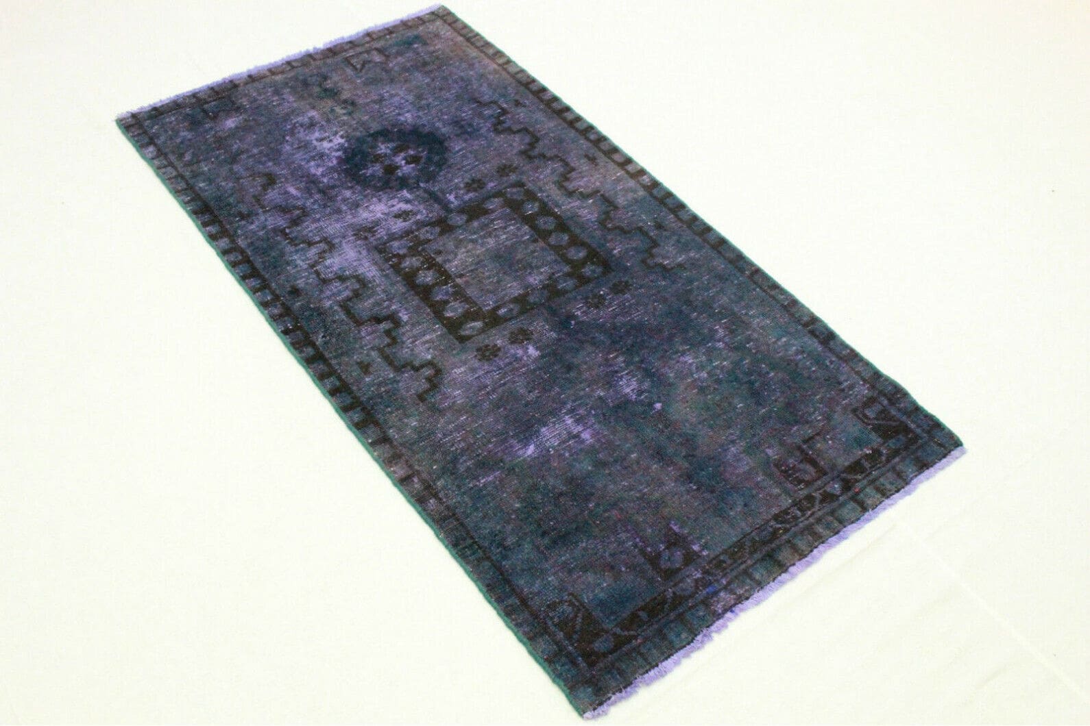 Vintage Orientteppich Lila 195x99cm, handgeknüpft, Designerstück